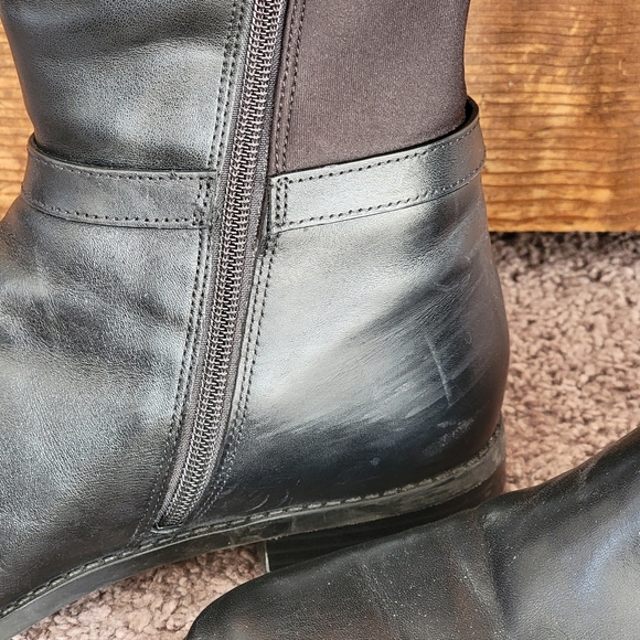 Michael Kors Black Finely Tall Leather Riding Heeled Boots 7 - Picture 7 of 16